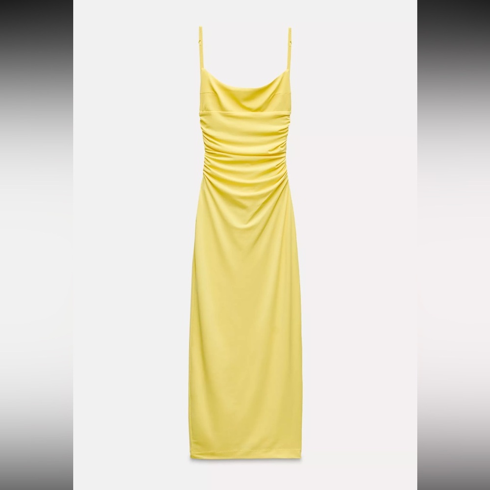 Zara DRAPED OPEN BACK DRESS Yellow